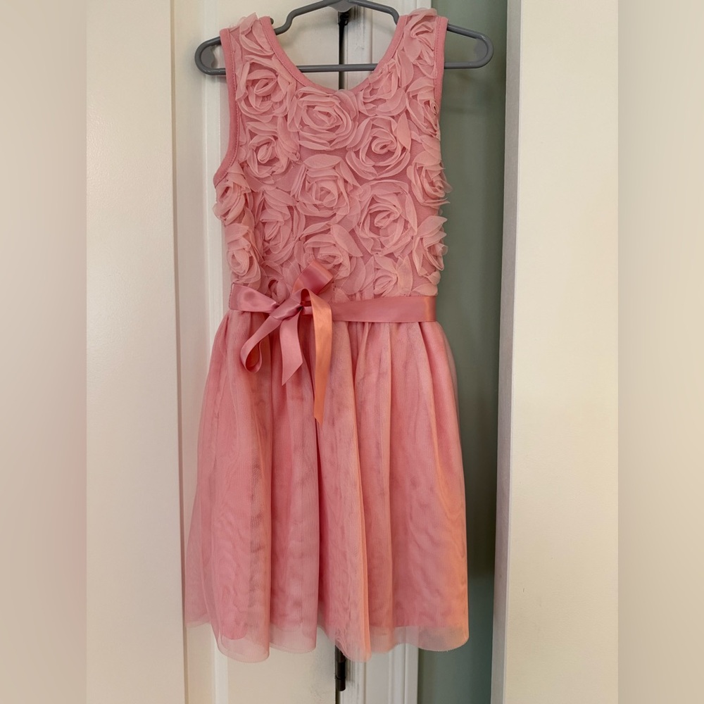 Elegant Pink Tulle Floral Kids Dress